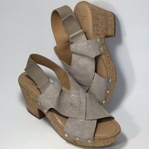 Franco Sarto Leather Suede Kicks Platform Sandals In Blush Size 9M